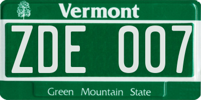 VT license plate ZDE007