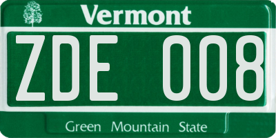 VT license plate ZDE008