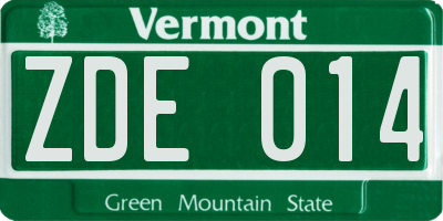 VT license plate ZDE014
