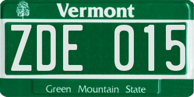 VT license plate ZDE015