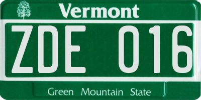 VT license plate ZDE016