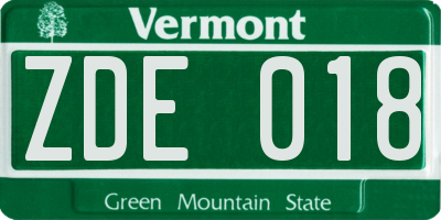 VT license plate ZDE018