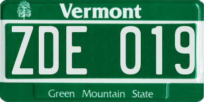 VT license plate ZDE019