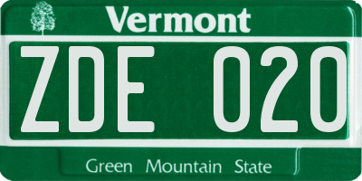 VT license plate ZDE020