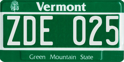 VT license plate ZDE025