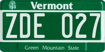 VT license plate ZDE027