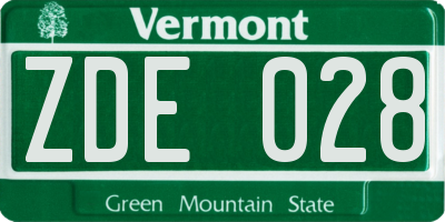 VT license plate ZDE028
