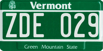 VT license plate ZDE029