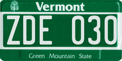 VT license plate ZDE030