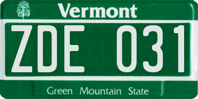 VT license plate ZDE031