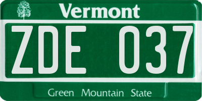 VT license plate ZDE037