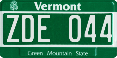VT license plate ZDE044