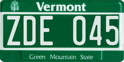 VT license plate ZDE045