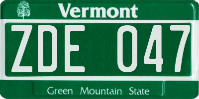 VT license plate ZDE047