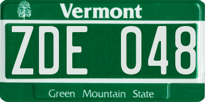 VT license plate ZDE048
