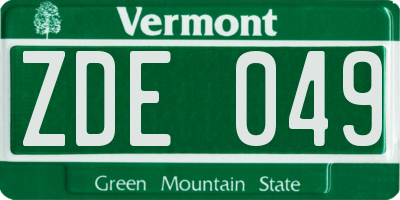 VT license plate ZDE049