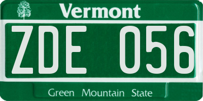 VT license plate ZDE056