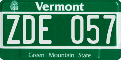 VT license plate ZDE057