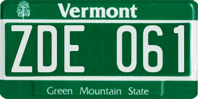 VT license plate ZDE061