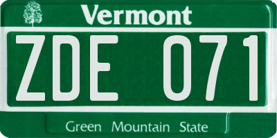 VT license plate ZDE071