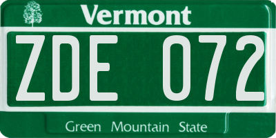 VT license plate ZDE072
