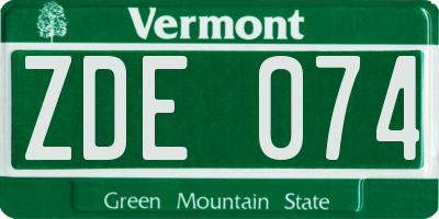 VT license plate ZDE074