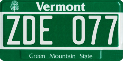 VT license plate ZDE077