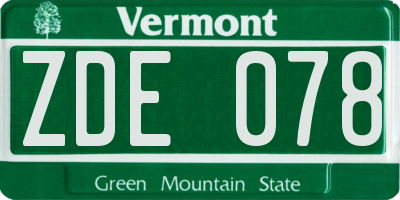 VT license plate ZDE078