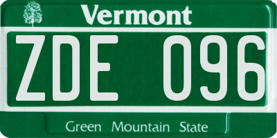 VT license plate ZDE096