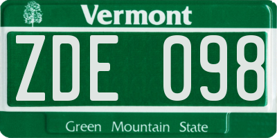 VT license plate ZDE098