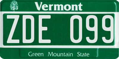 VT license plate ZDE099
