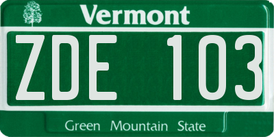 VT license plate ZDE103