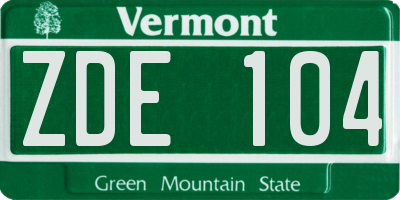 VT license plate ZDE104