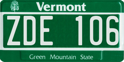 VT license plate ZDE106