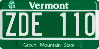 VT license plate ZDE110