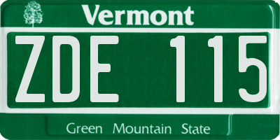 VT license plate ZDE115