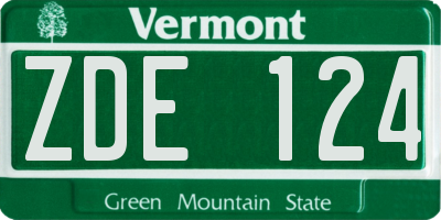 VT license plate ZDE124