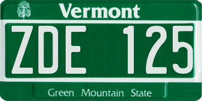 VT license plate ZDE125