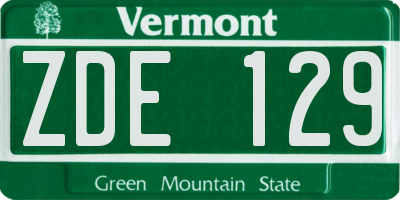 VT license plate ZDE129
