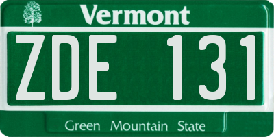 VT license plate ZDE131