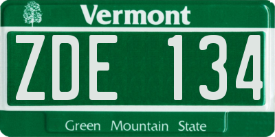 VT license plate ZDE134