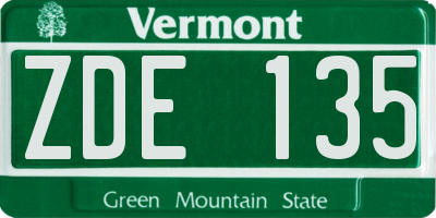 VT license plate ZDE135
