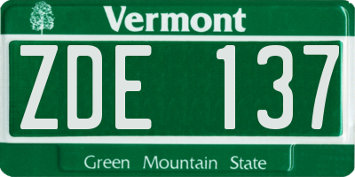 VT license plate ZDE137