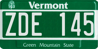 VT license plate ZDE145