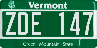 VT license plate ZDE147