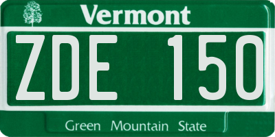 VT license plate ZDE150