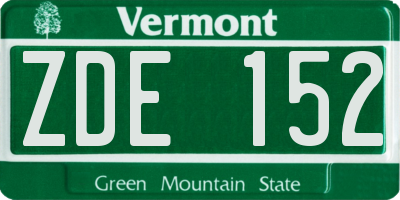 VT license plate ZDE152