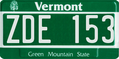 VT license plate ZDE153