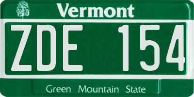 VT license plate ZDE154