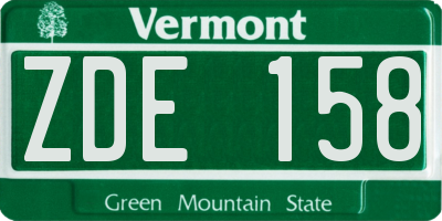 VT license plate ZDE158